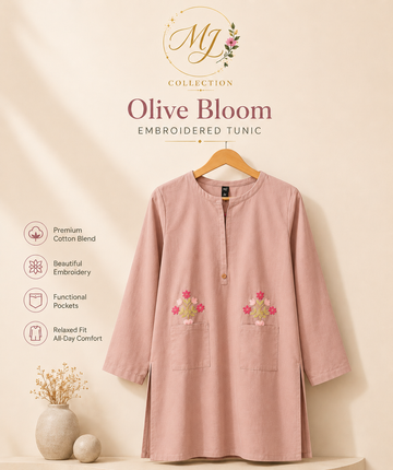 MJ Collections – Olive Bloom Embroidered Tunic