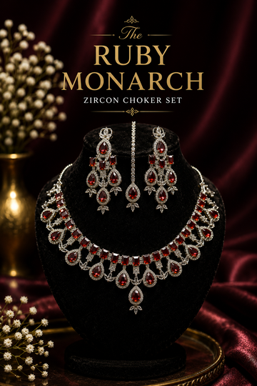 The Ruby Monarch Zircon Choker Set