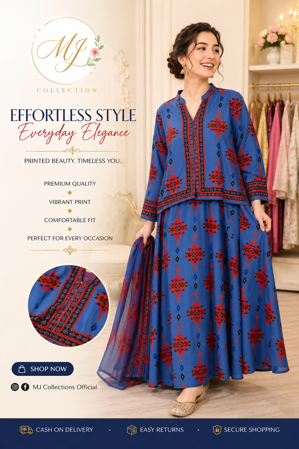 Azure Tribal Grace – Silk Lawn 2 Piece Pret
