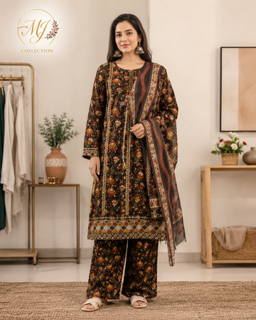The Midnight Mughal Block-Print Angrakha Set