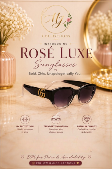 Rose Luxe Black Cat-Eye Sunglasses – Premium UV400 Fashion Eyewear
