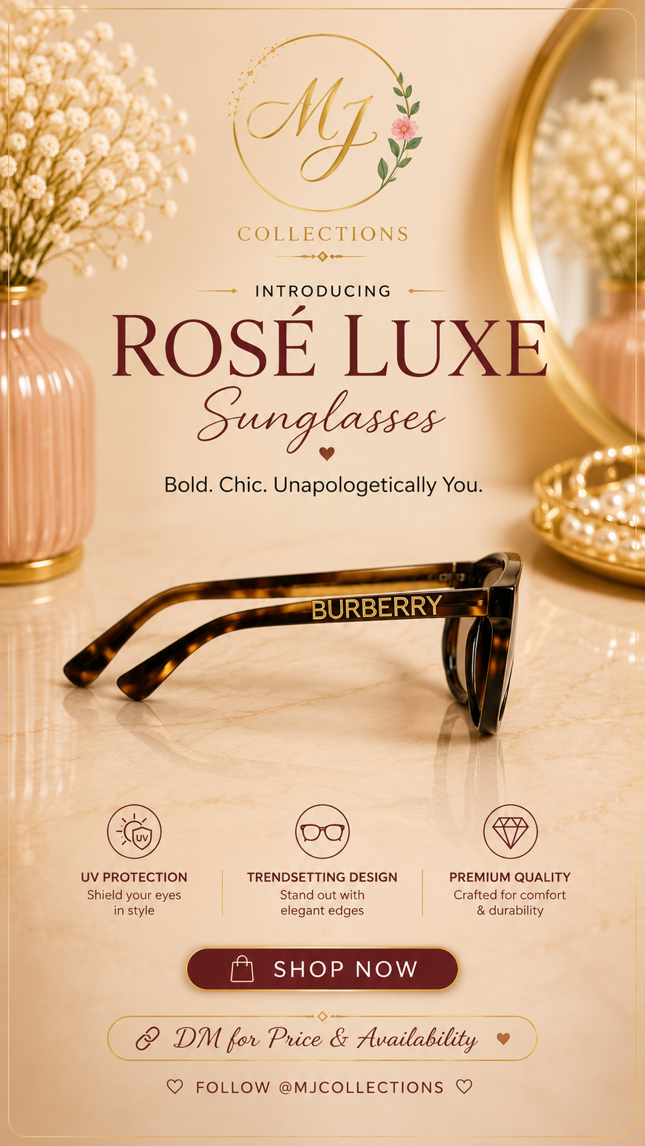 Rose Luxe Tortoise Square Sunglasses – Premium UV400 Fashion Eyewear
