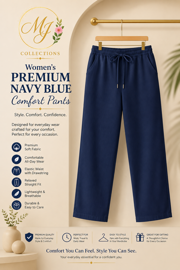 Women's Premium Navy Blue Comfort Pants
