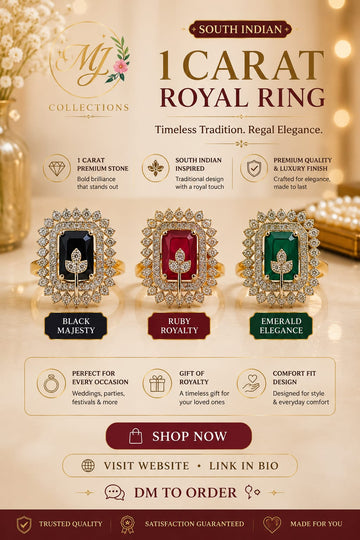 South Indian 1 Carat Royal Ring – Premium Luxury Zirconia Ring for Women