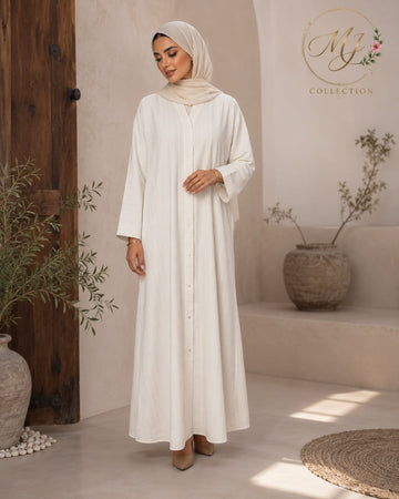 Elegant White Front Open Abaya for Women – Premium Modest Wear